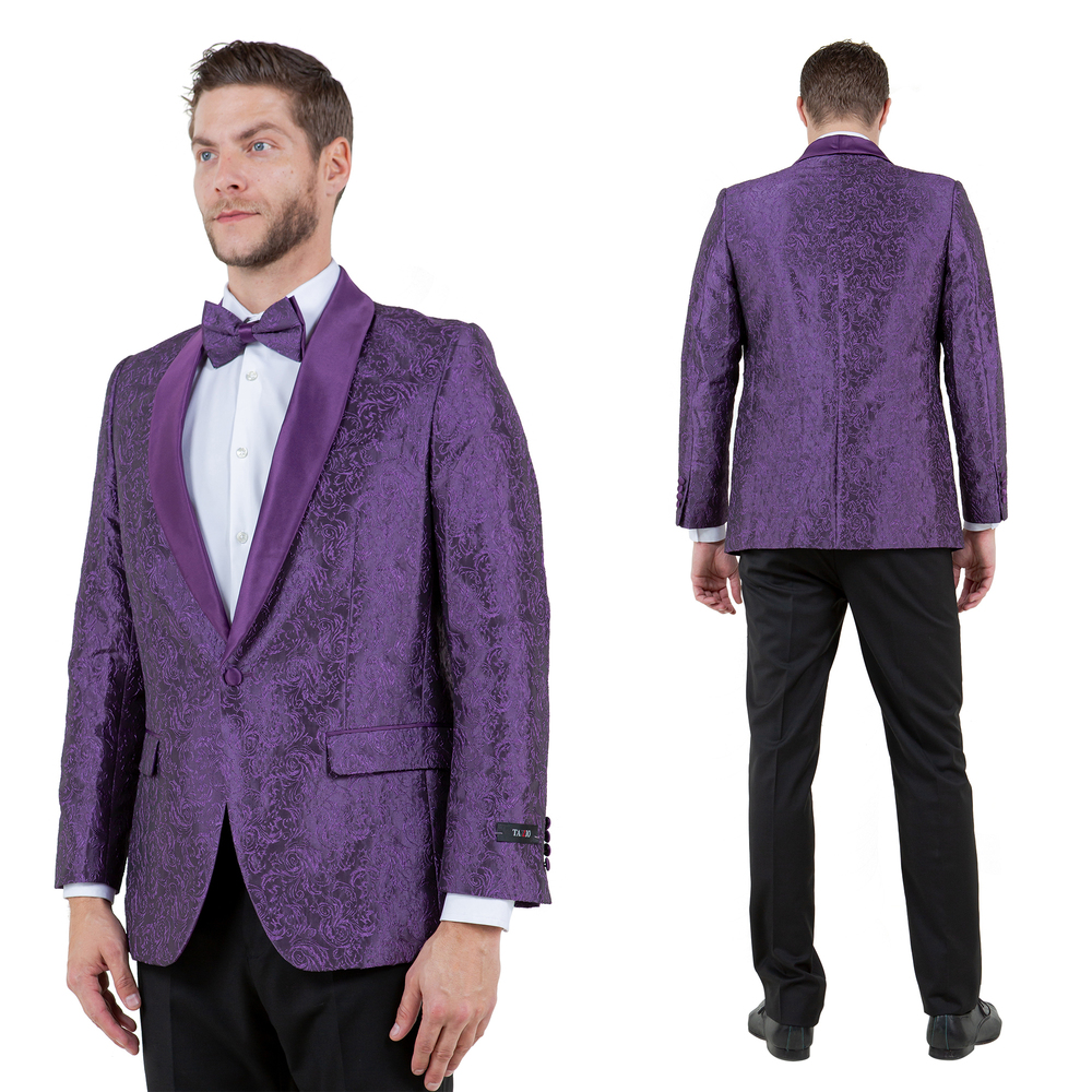 Tazzio Paisley Blazer Only Slim Fit Mens Jacket, Purple